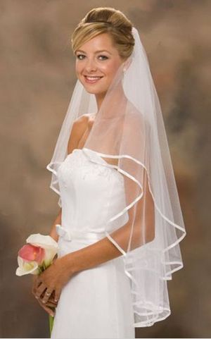 B045 The bride marriage yarn double ribbon serging  modelling veil and combs